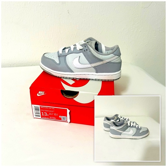 Nike Dunk Low (PS) Size 13C Pure Platinum/White-Wolf Grey Shoes DH9756-001 Box - Picture 1 of 8